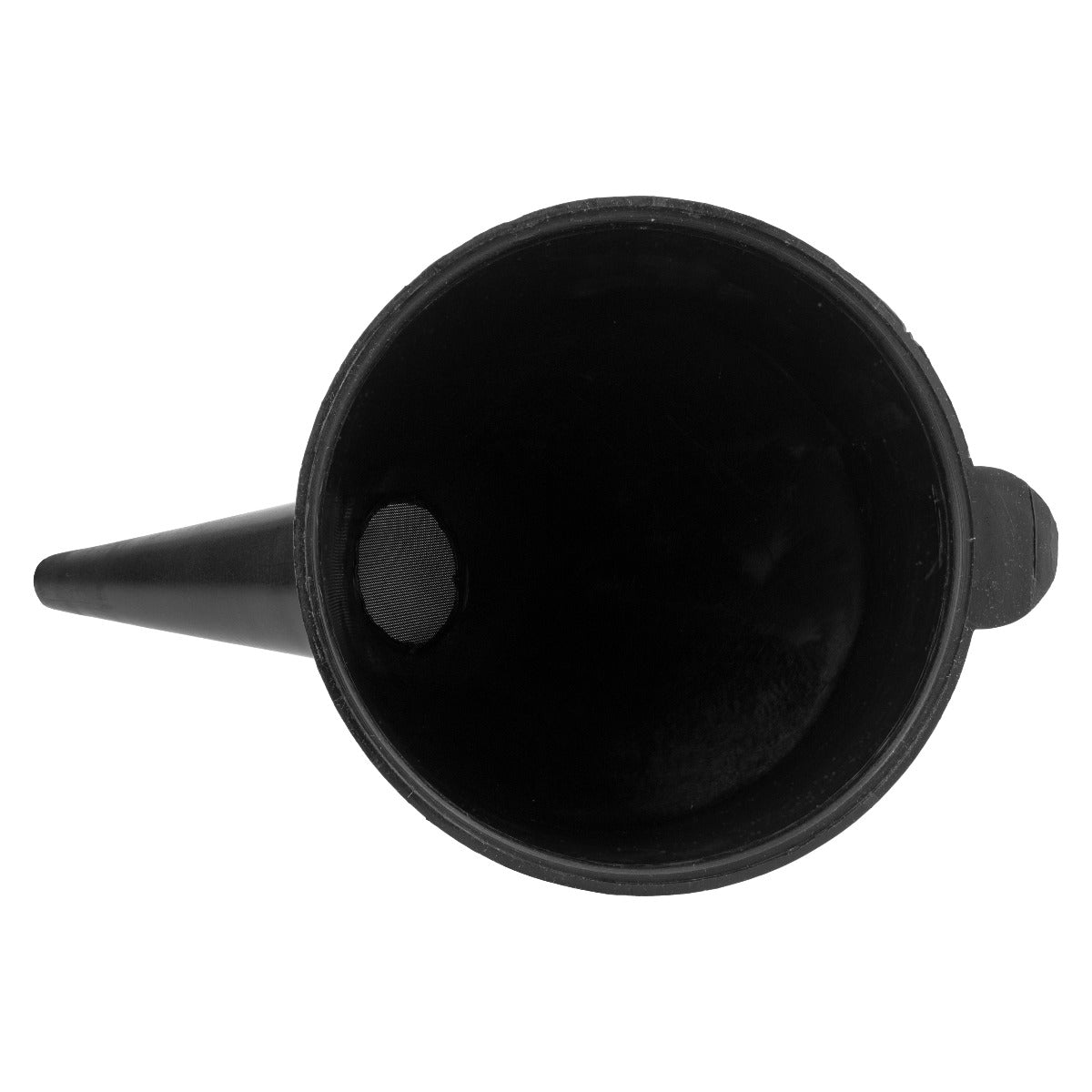 Angled Plastic Funnel with Mesh Filter – Black