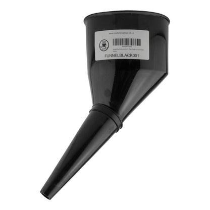 Angled Plastic Funnel with Mesh Filter – Black