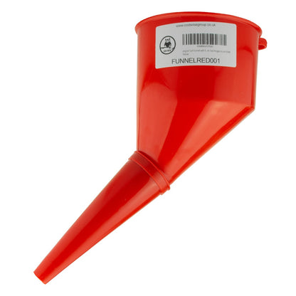 Angled Plastic Funnel with Mesh Filter – Red