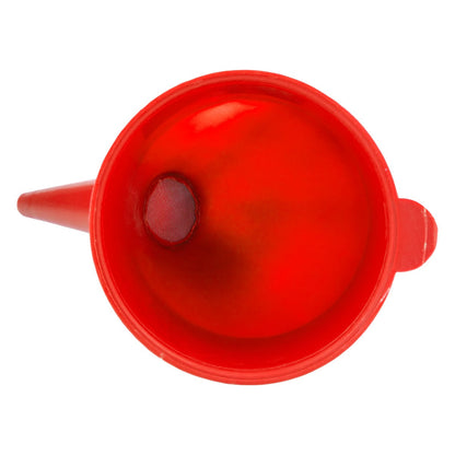 Angled Plastic Funnel with Mesh Filter – Red