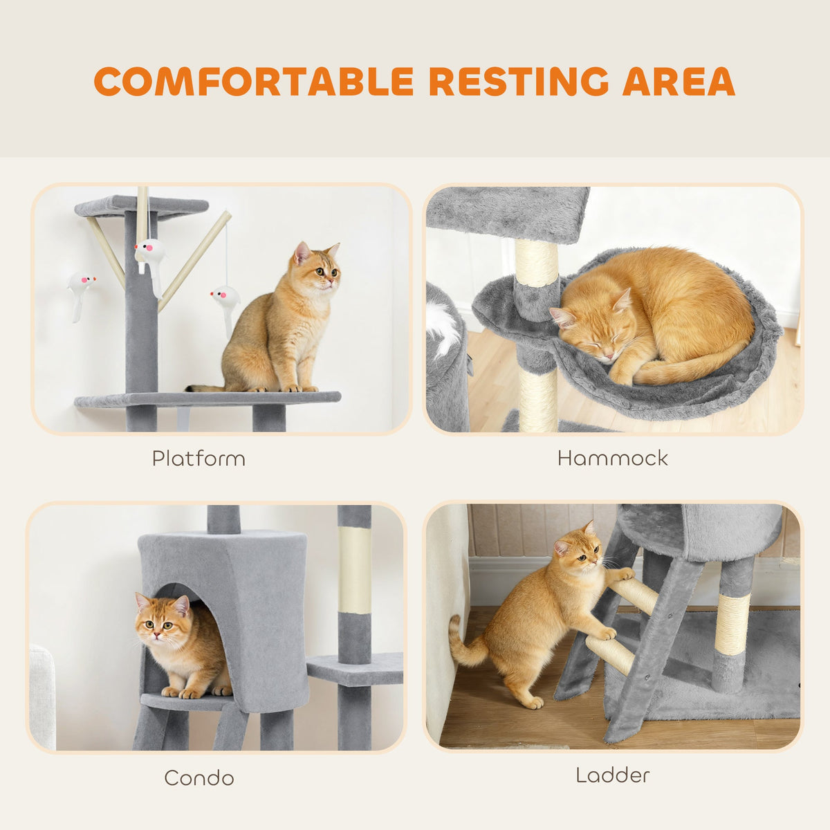 PawHut Multi-Level Cat Tower, 134cm