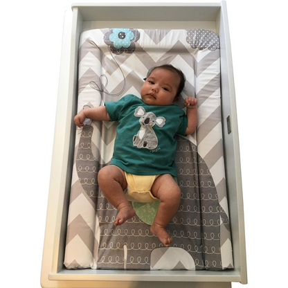 Soft Foam Baby Changing Mat - Elephant Chevron Grey