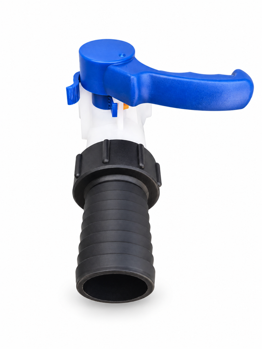 IBC S60×6 Outlet Valve Kit – 2″ Hose Tail, Blue Handle
