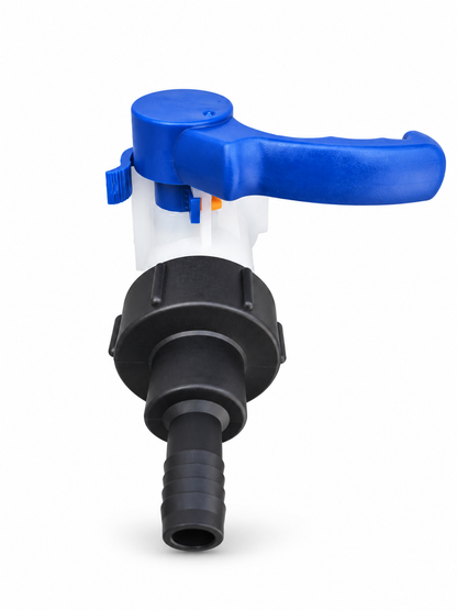 IBC S60×6 Outlet Valve Kit – ¾″ Hose Tail, Blue Handle