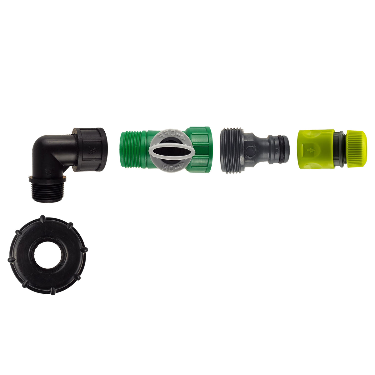 IBC S60X6 Cap & Elbow Valve Kit – Lime Hose Connector