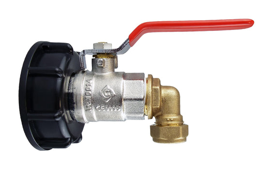 IBC S60X6 Valve Kit – 15mm Brass Compression Elbow; supplied fittings shown.