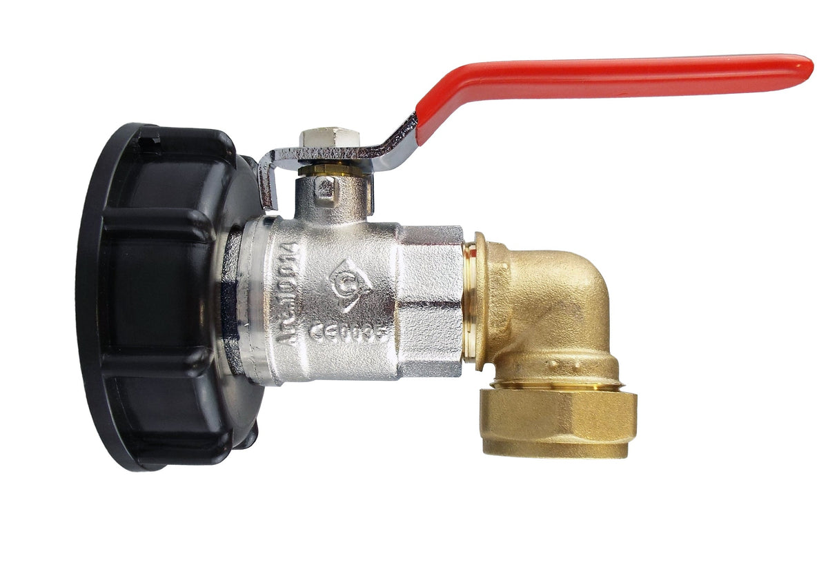 IBC S60X6 Valve Kit – 22mm Brass Compression Elbow; supplied fittings shown.