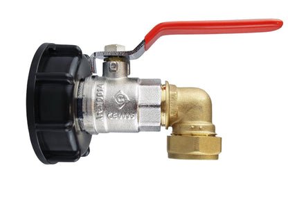 IBC S60X6 Valve Kit – 22mm Brass Compression Elbow; supplied fittings shown.
