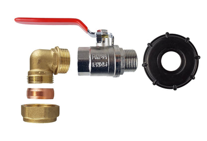 IBC S60X6 Valve Kit – 22mm Brass Compression Elbow