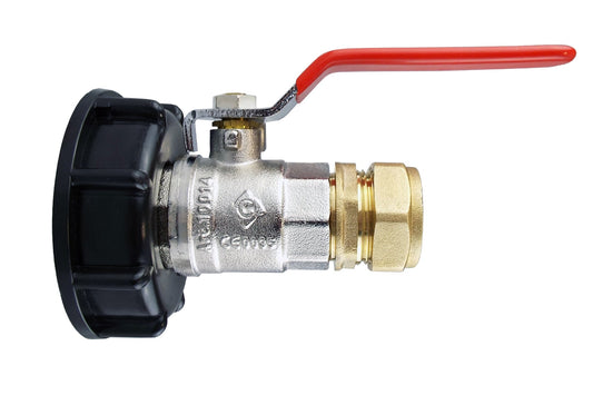 IBC S60X6 Valve Kit – 15mm Brass Compression Straight; supplied fittings shown.