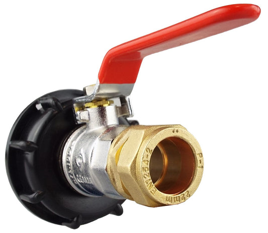 IBC S60X6 Valve Kit – 22mm Brass Compression Straight; supplied fittings shown.