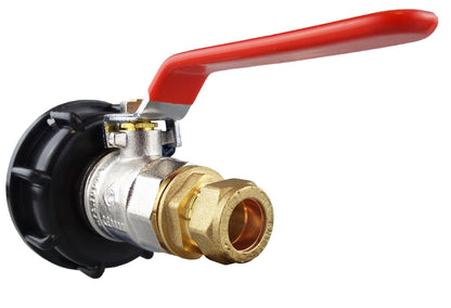 IBC S60X6 Valve Kit – 28mm Brass Compression Straight; supplied fittings shown.