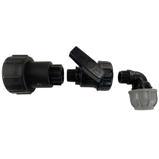 S60×6 IBC Extender & Valve Kit – 20mm MDPE Elbow