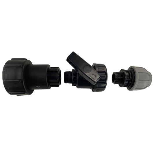 S60×6 IBC Extender & Valve Kit – 20mm MDPE Straight