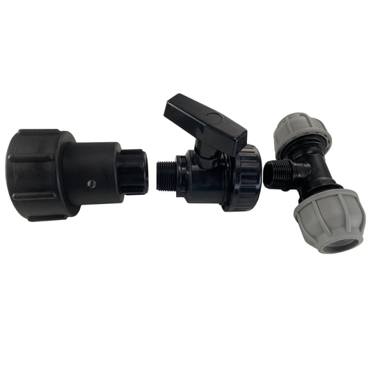 S60×6 IBC Extender & Valve Kit – 20mm MDPE Tee