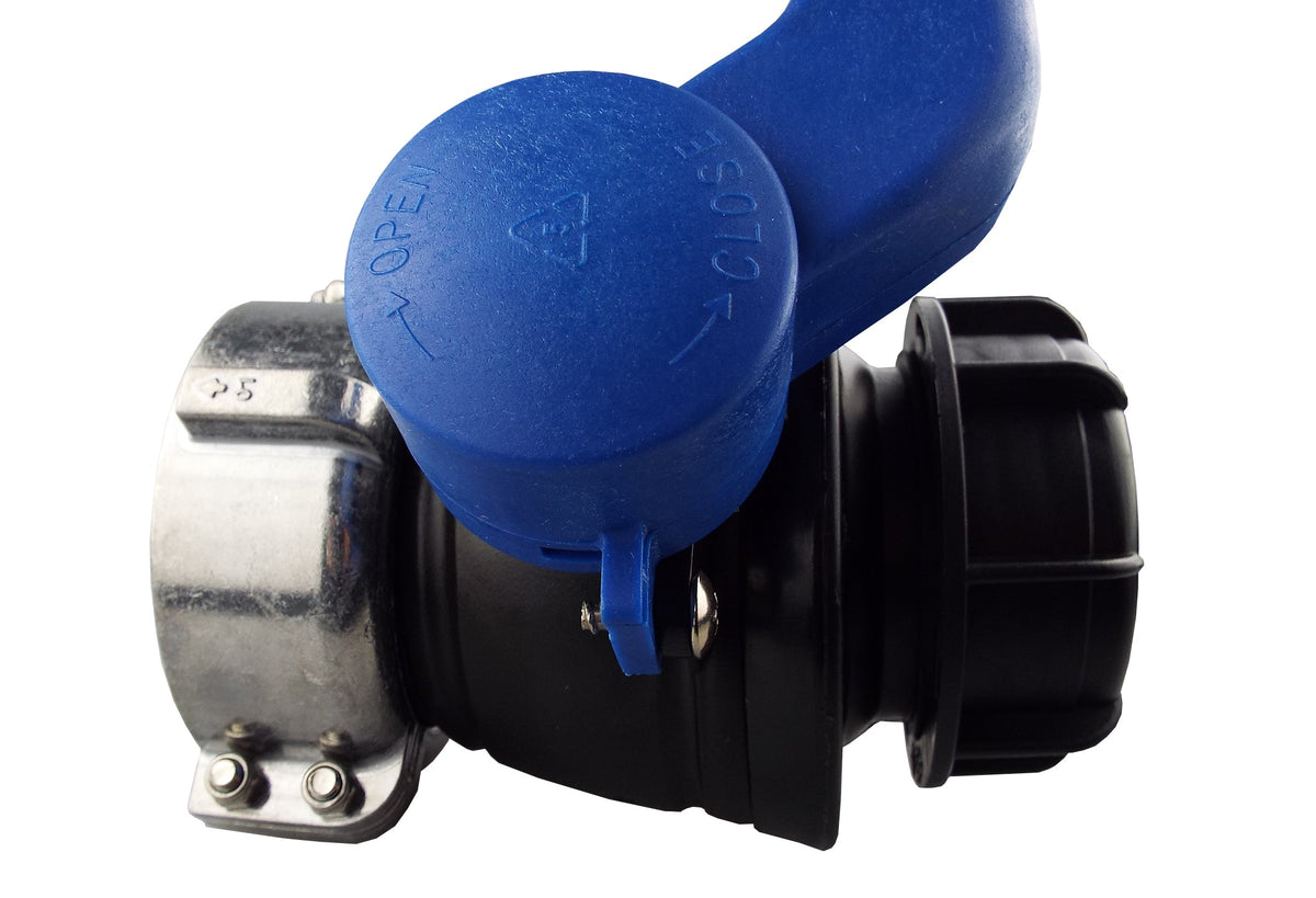 IBC Valve – 75mm Female Swivel to S60×6 Male, FKM Seal