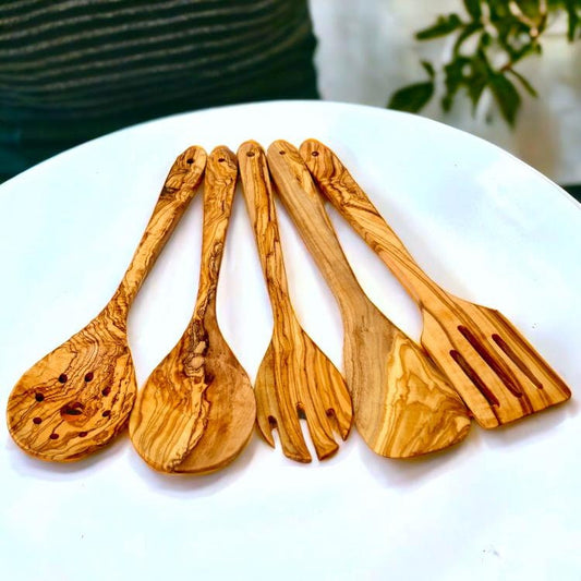 Olive Wood Cooking Kitchen Wooden Utensil Set
