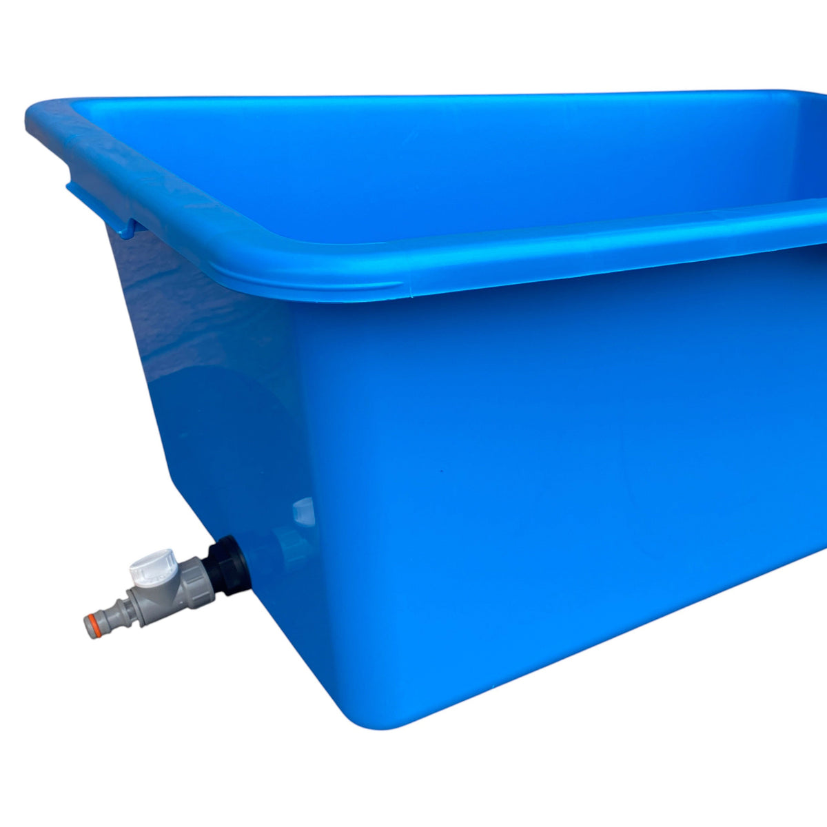 90L Blue Dog Bath with Grey/White Drain Valve