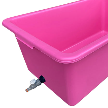 90L Pink Dog Bath with Grey/White Drain Valve