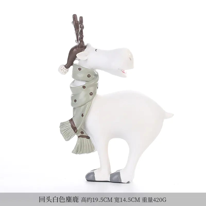 Nordic Elk Decorative Resin Figurine – Pastel Home Ornament