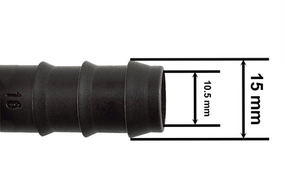 16mm Irrigation Pipe Joiner – Straight Barbed Connector