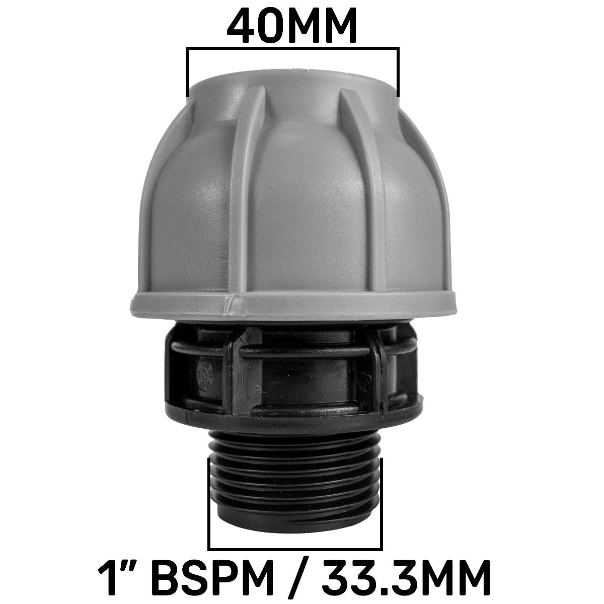 IBC S60X6 Cap with 40mm MDPE Straight Connector