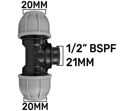 20mm MDPE to 15mm Copper Compression Tee Kit