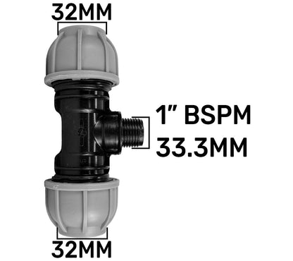 S60X6 IBC Lever Valve Kit with 32mm MDPE Tee