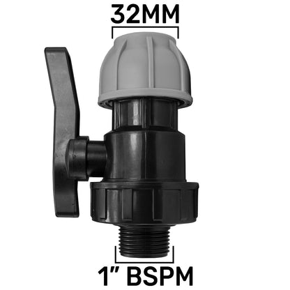 IBC S60X6 Extended Adapter & 32mm MDPE Valve