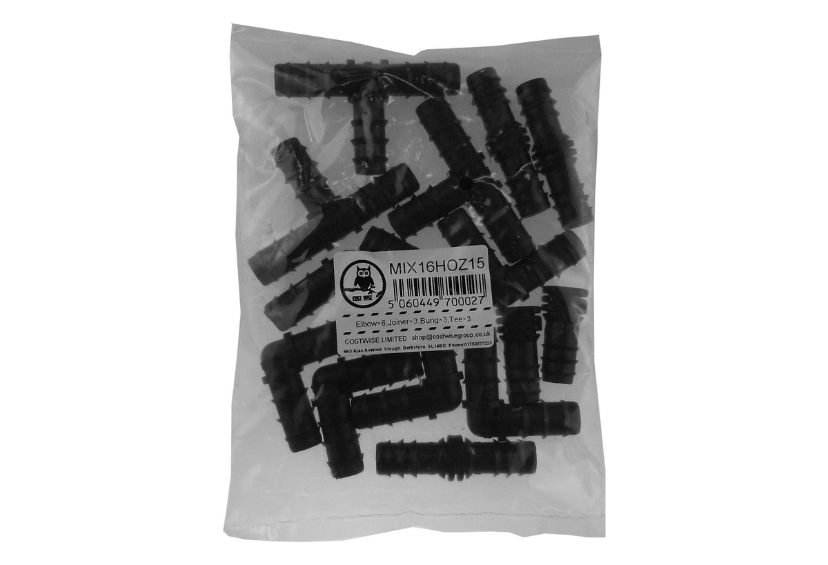 Irrigation Fittings Set for 16mm Pipe – 15 Barbed Connectors