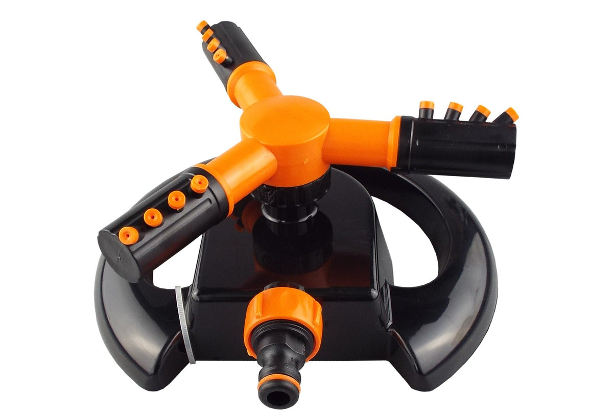 Bradas 3-Arm Rotating Sprinkler – Black & Orange