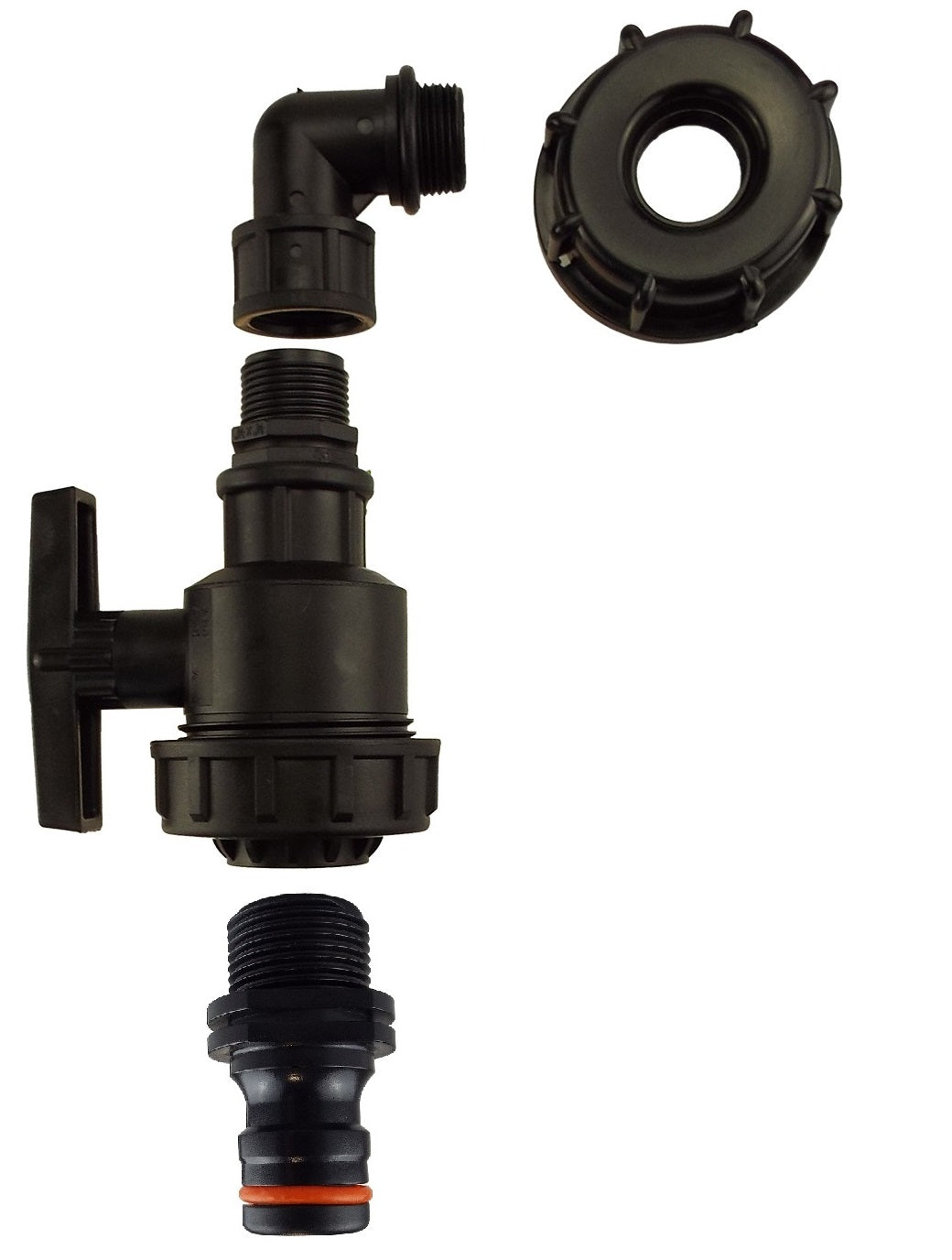 IBC S60X6 Elbow & Large Ball Valve – Quick Outlet; supplied product shown.