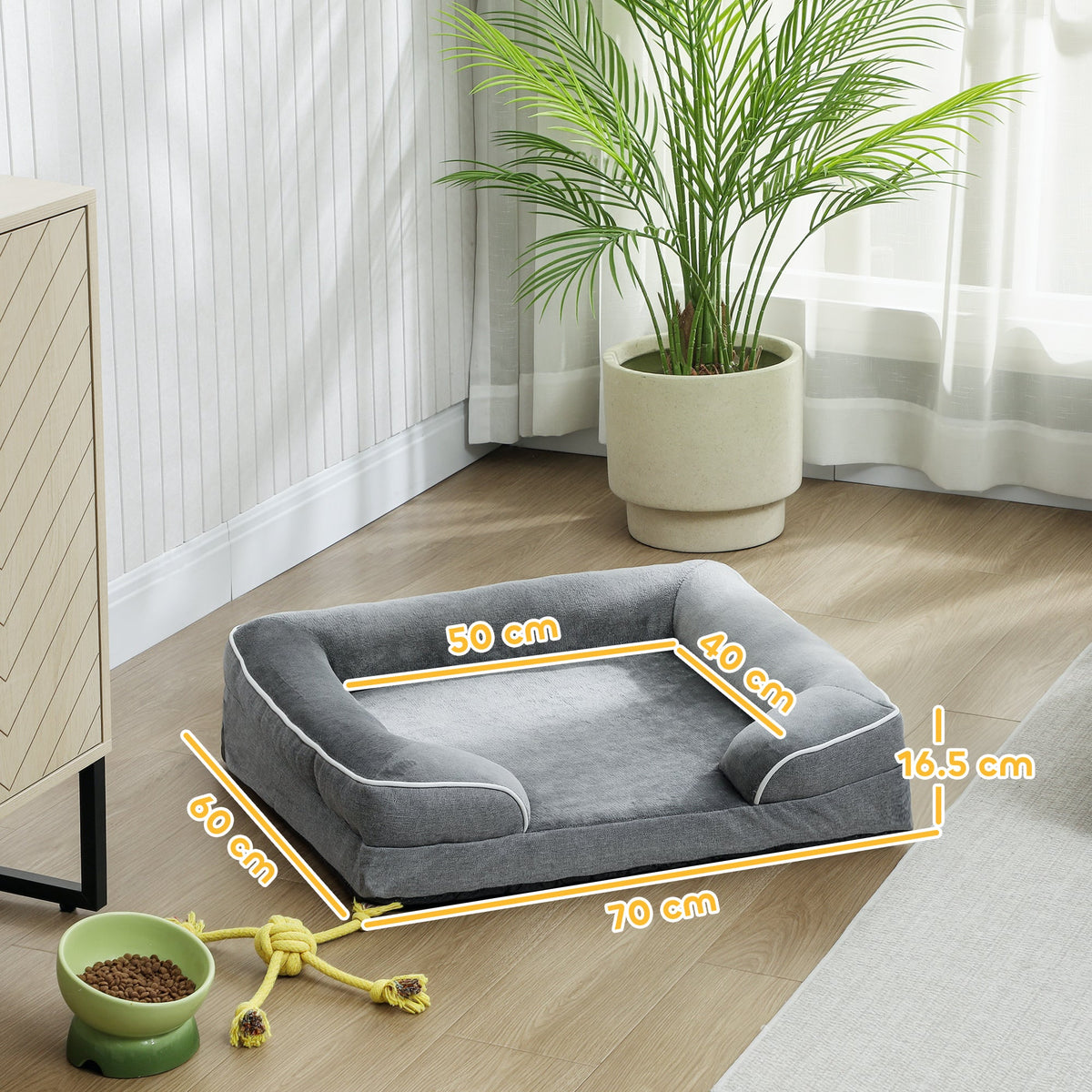 PawHut Washable Pet Sofa Bed for Cats and Dogs, Grey