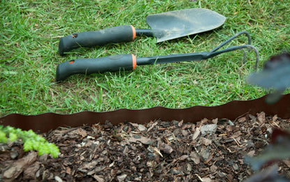 Bradas Wavy Lawn Edging – 9m x 10cm, Brown