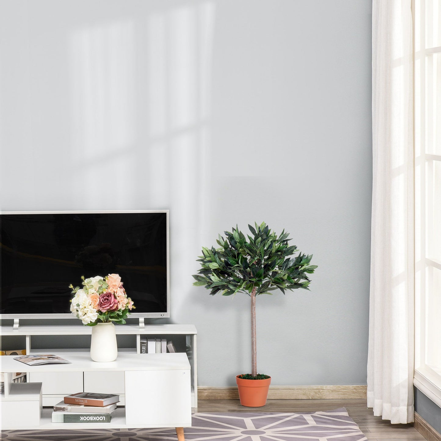 Artificial Olive Tree Indoor Plant in Orange Pot 90cm