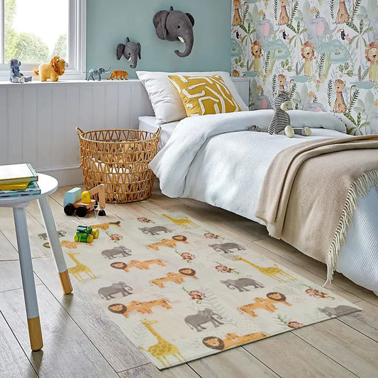 Animal Print Rug Safari Non Slip Soft Durable Children's Floor Rug