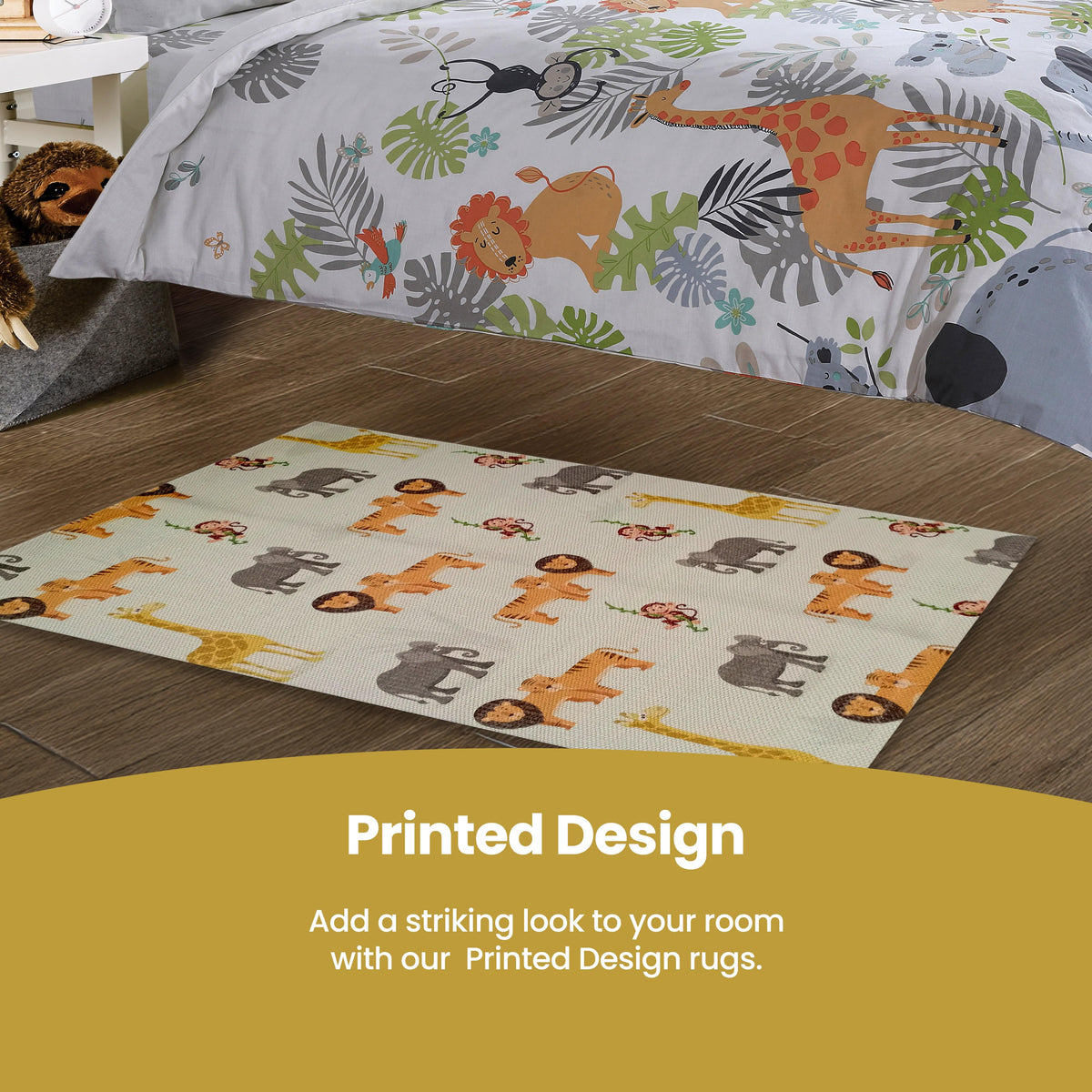 Animal Print Rug Safari Non Slip Soft Durable Children's Floor Rug