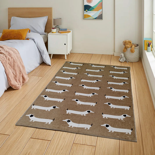 Animal Print Sausage Dog Non-Slip Rug Eco-Friendly Durable Floor Rug