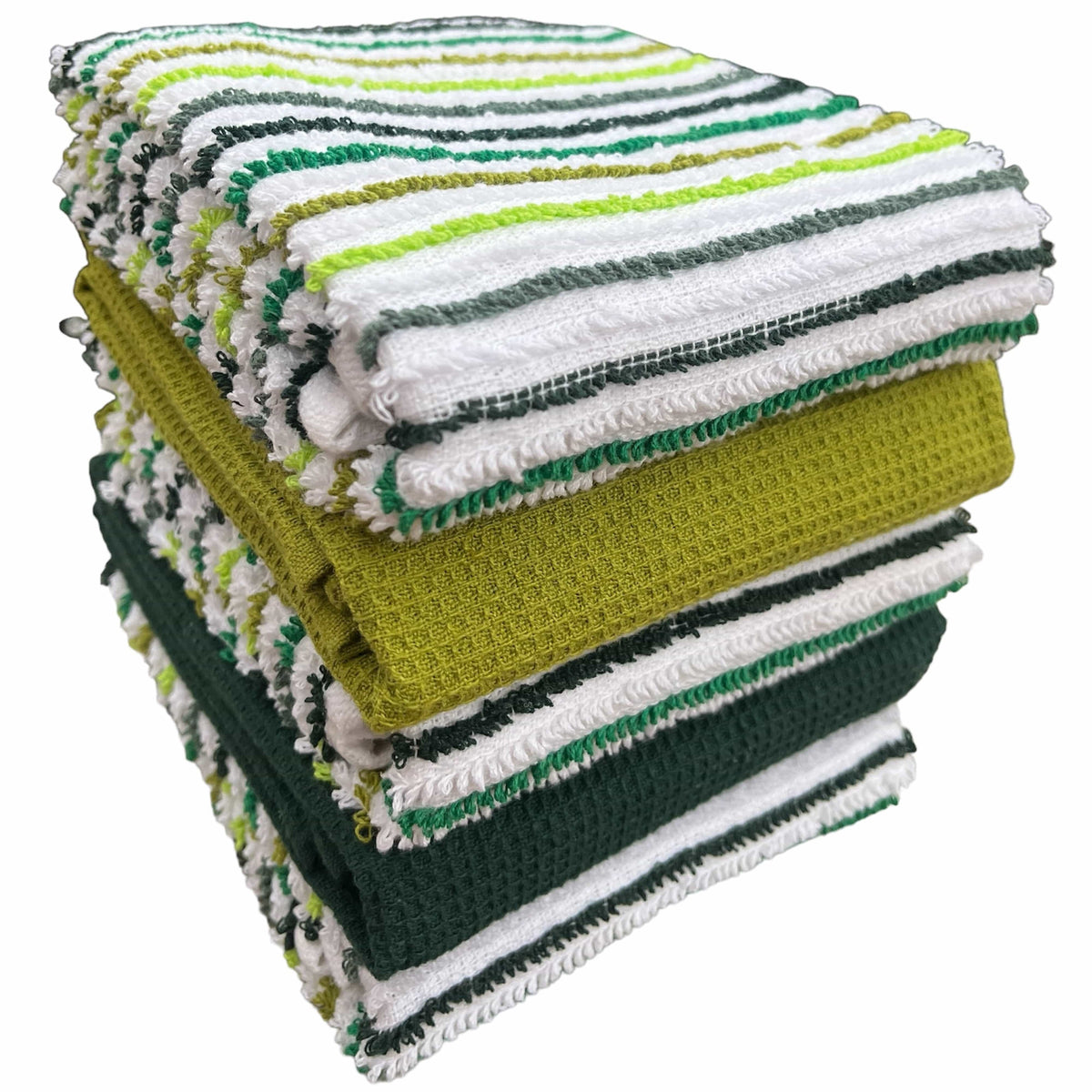 5 Pack Cotton Kitchen Tea Towels Striped Ribbed Waffle 45cm x 65cm