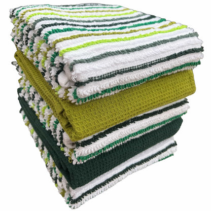 5 Pack Cotton Kitchen Tea Towels Striped Ribbed Waffle 45cm x 65cm