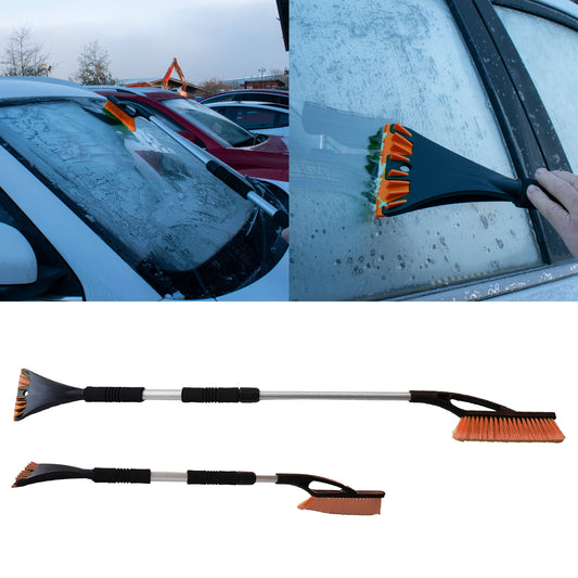 Telescopic Snow Brush and Ice Scraper (Orange)