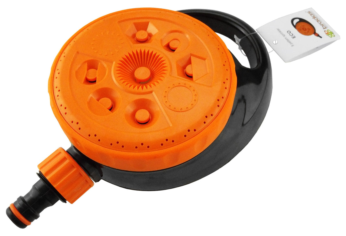 Bradas Eco Line 8-Pattern Static Sprinkler – Black & Orange