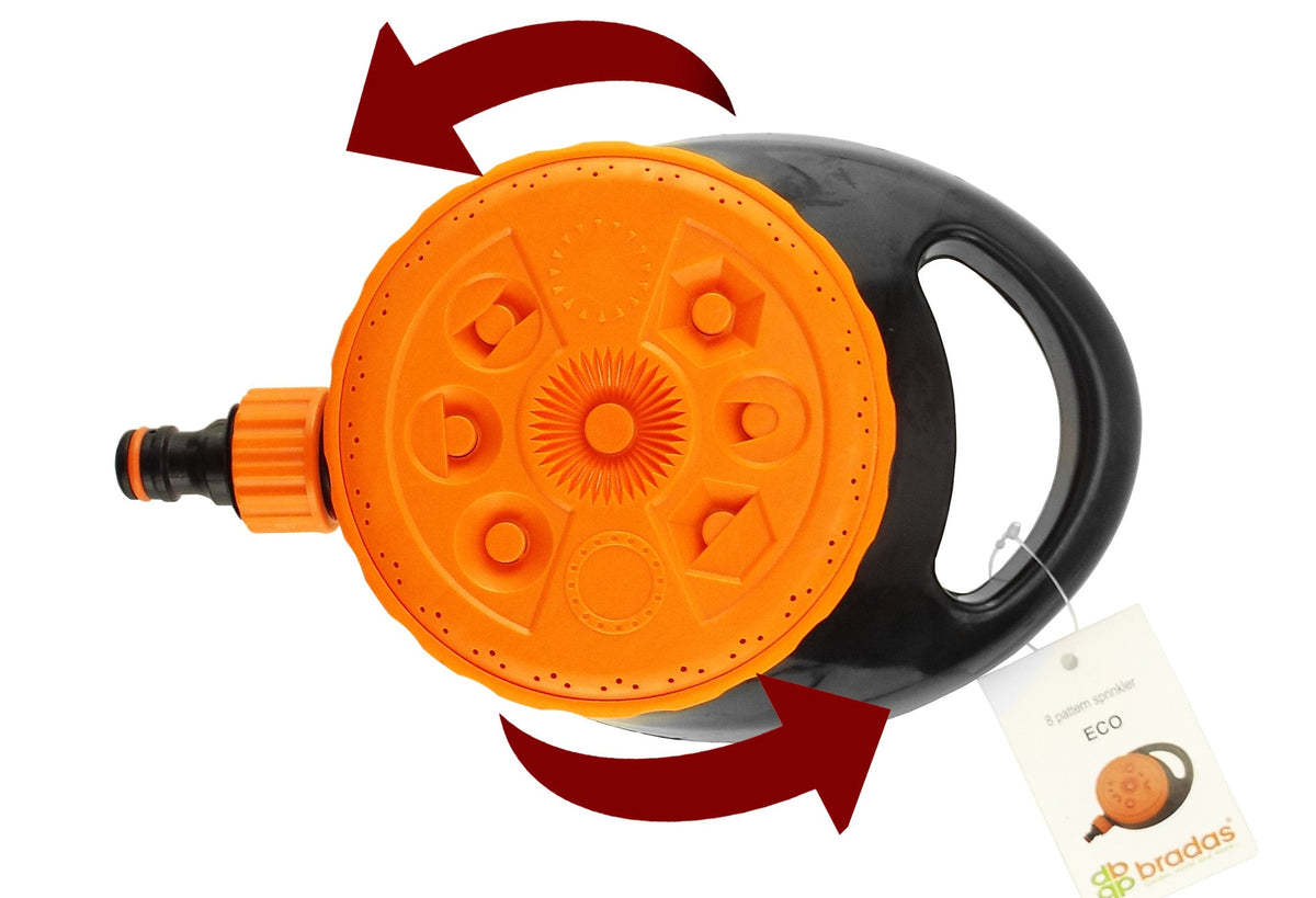Bradas Eco Line 8-Pattern Static Sprinkler – Black & Orange