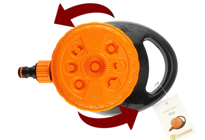 Bradas Eco Line 8-Pattern Static Sprinkler – Black & Orange