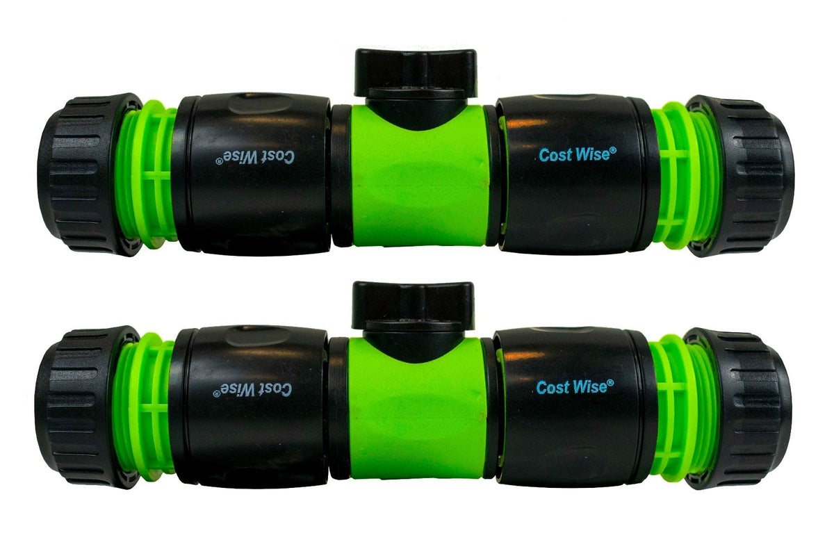 Inline Hose Valve Kit – 2 Valves & 4 Connectors, Green & Black