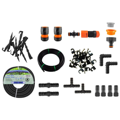 50m Soaker Hose Kit with 15m LDPE Pipe & Fittings