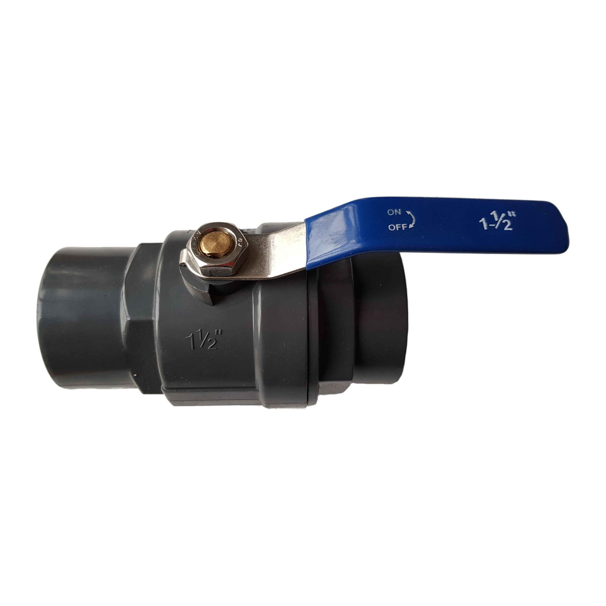 1½″ BSP Female PVC Ball Valve – Stainless-Steel Handle