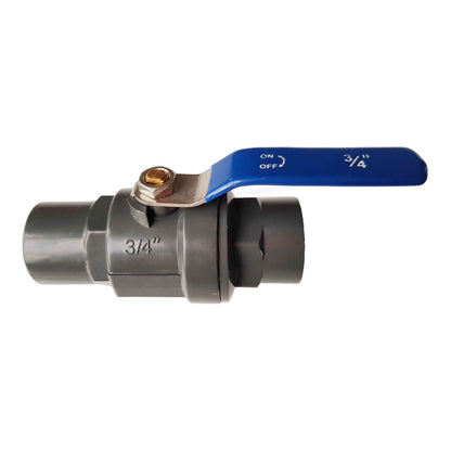 ¾″ BSP Female PVC Ball Valve – Stainless-Steel Handle