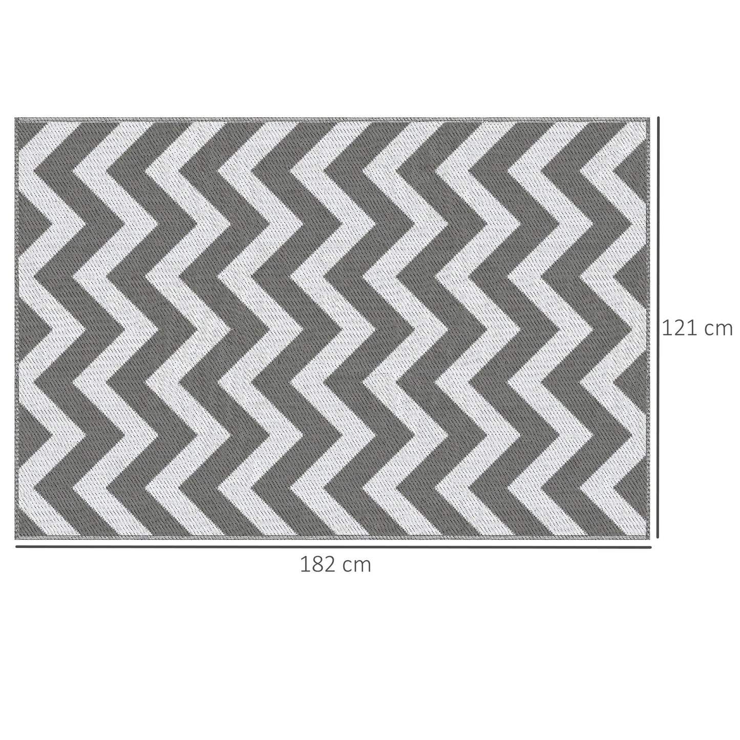 Grey & White Zig Zag Reversible Outdoor Rug, 1.2 x 1.8m