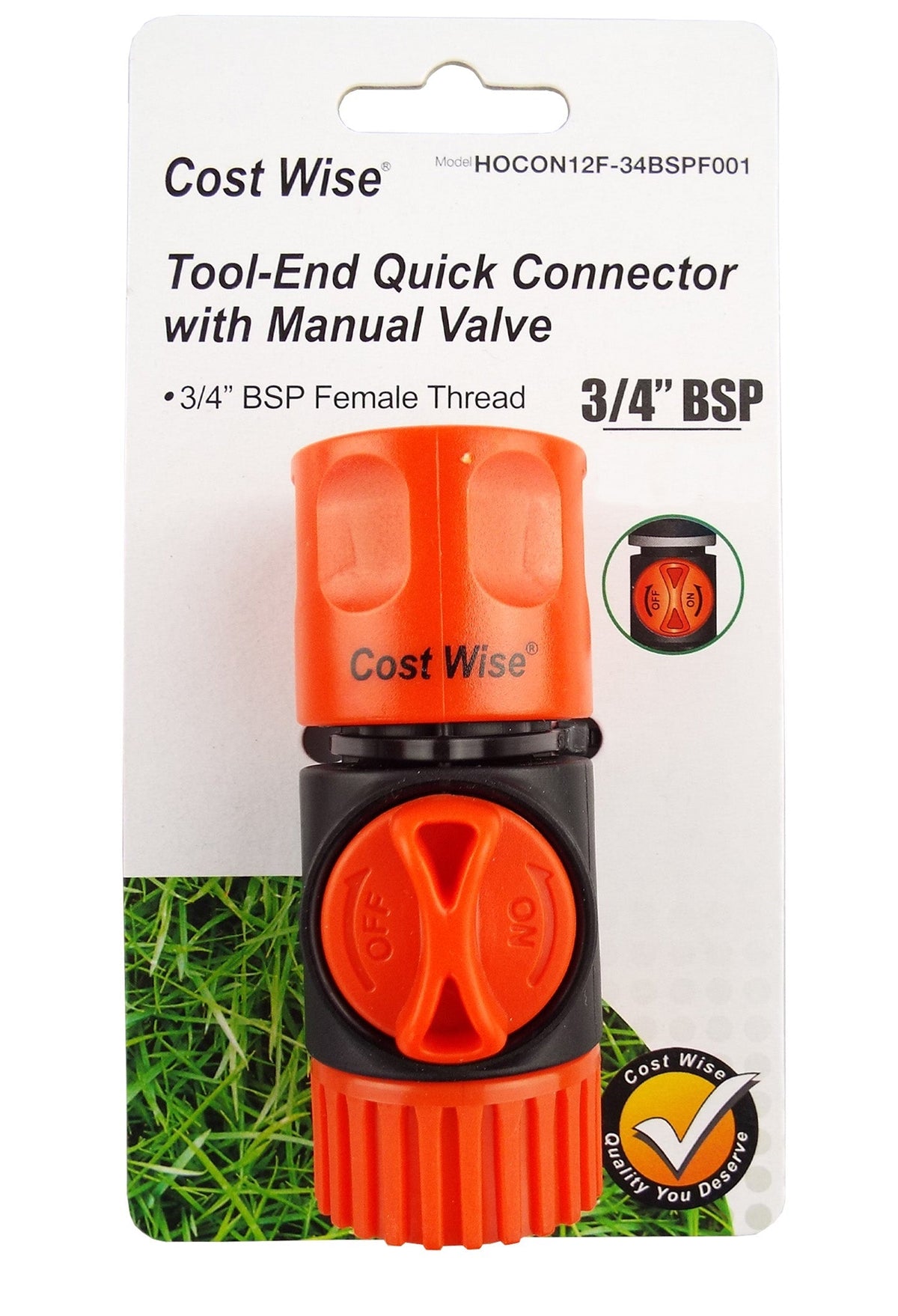 CostWise Hose Socket with Valve – ¾″ BSP Female Thread